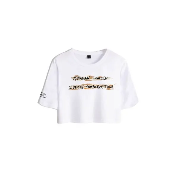 I'M THE PROBLEM TOUR WHITE CROP T-SHIRT